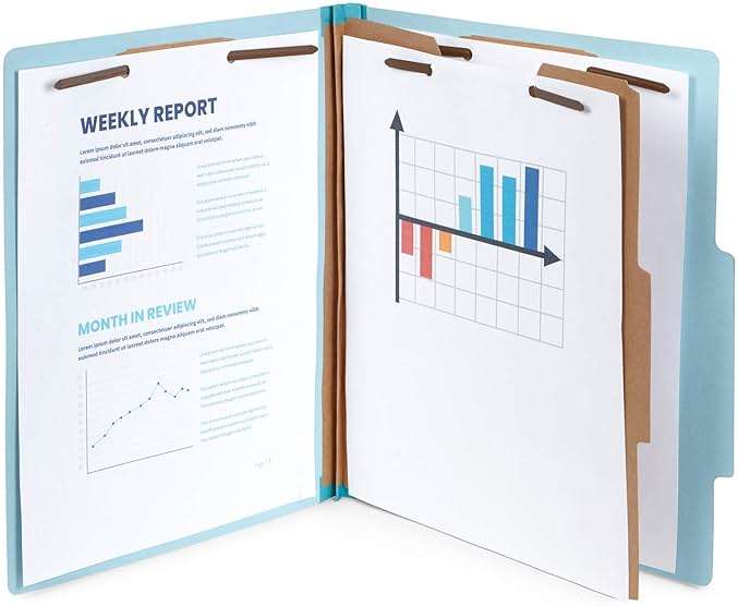 10 Blue Classification Folders - 1 Divider - 2 Inch Expansions - Durable 2 Prongs, for Medical Files, Law Client Files, Pressboard Classification Folders 1 Dividers Letter Size, Blue, 10 Pack - Image 5