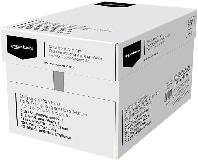 Amazon Basics Multipurpose Copy Printer Paper, 20 lb, 11 x 17 Inches, 5 Reams (2,500 Sheets), 92 Bright White - Image 3