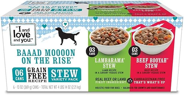 I and love and you Wet Dog Food - Baad Mooon On The Rise Variety Pack - Beef + Lamb, Grain Free, Filler Free 13oz can, 6pk - Product Image