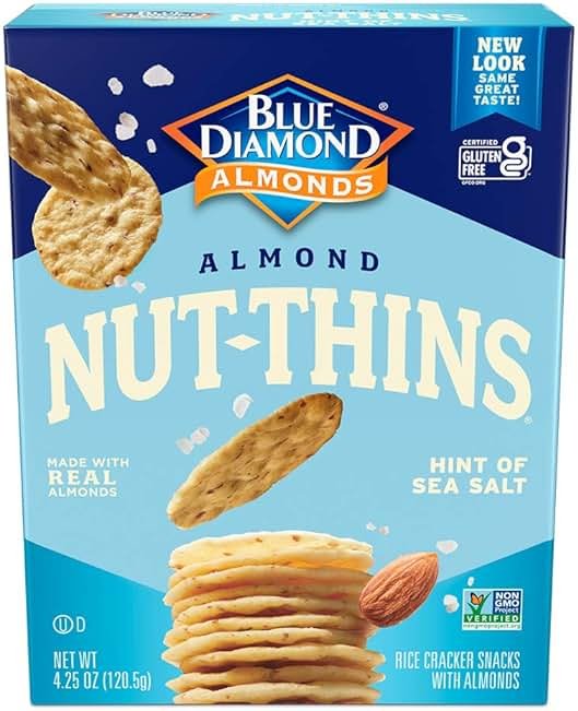Blue Diamond Almonds Nut Thins Gluten Free Cracker Crisps, Hint of Sea Salt, 4.25 Oz Boxes (Pack of 6) - Product Image