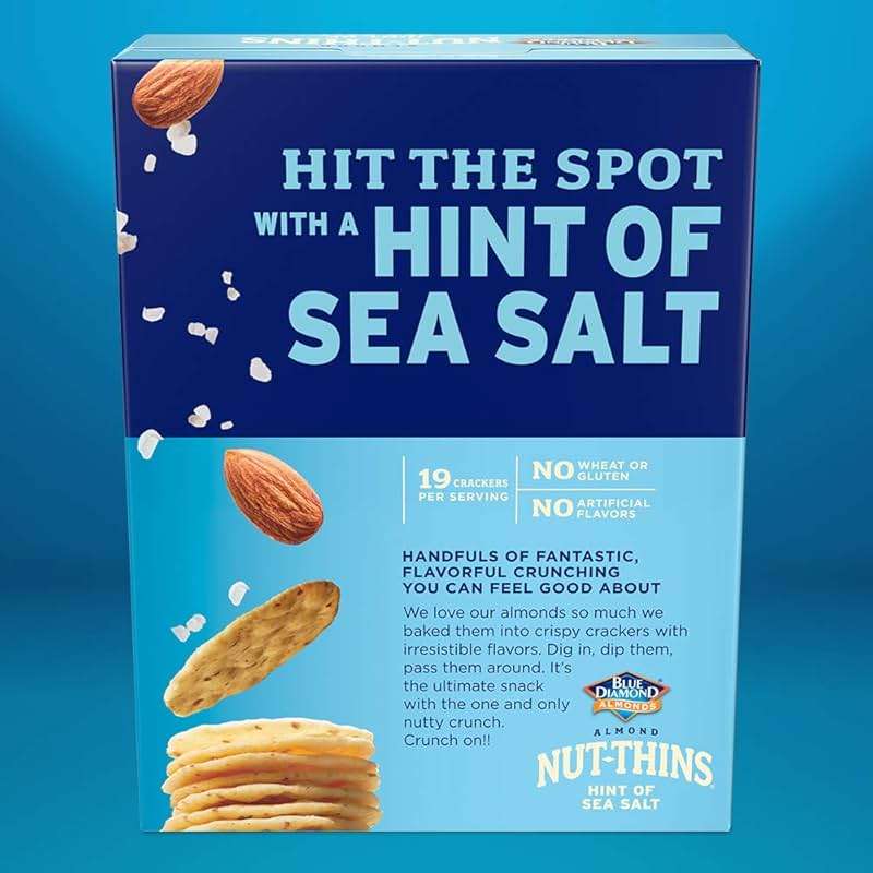 Blue Diamond Almonds Nut Thins Gluten Free Cracker Crisps, Hint of Sea Salt, 4.25 Oz Boxes (Pack of 6) - Image 6