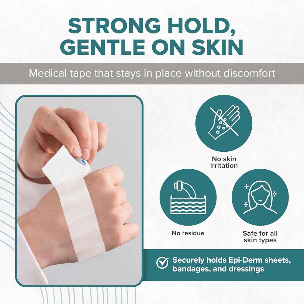 Epi-Tape Medical Tape – Professional-Grade, Skin-Friendly, Strong Adhesive Tape Breathable, Lightweight, Water-Resistant & Easy to Cut Bandage Tape – Secures Epi-Derm Sheets, Bandages & Dressings - Image 2