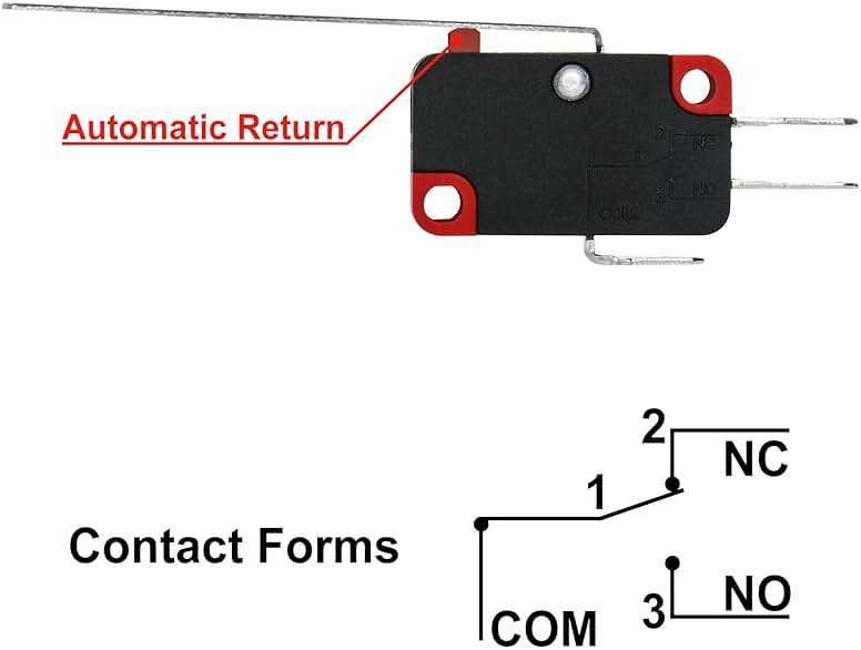 Heschen Micro Switch, V-153-1C25, SPDT, Long Hinge Lever, 20A 250VAC, 2 Pack - Image 3