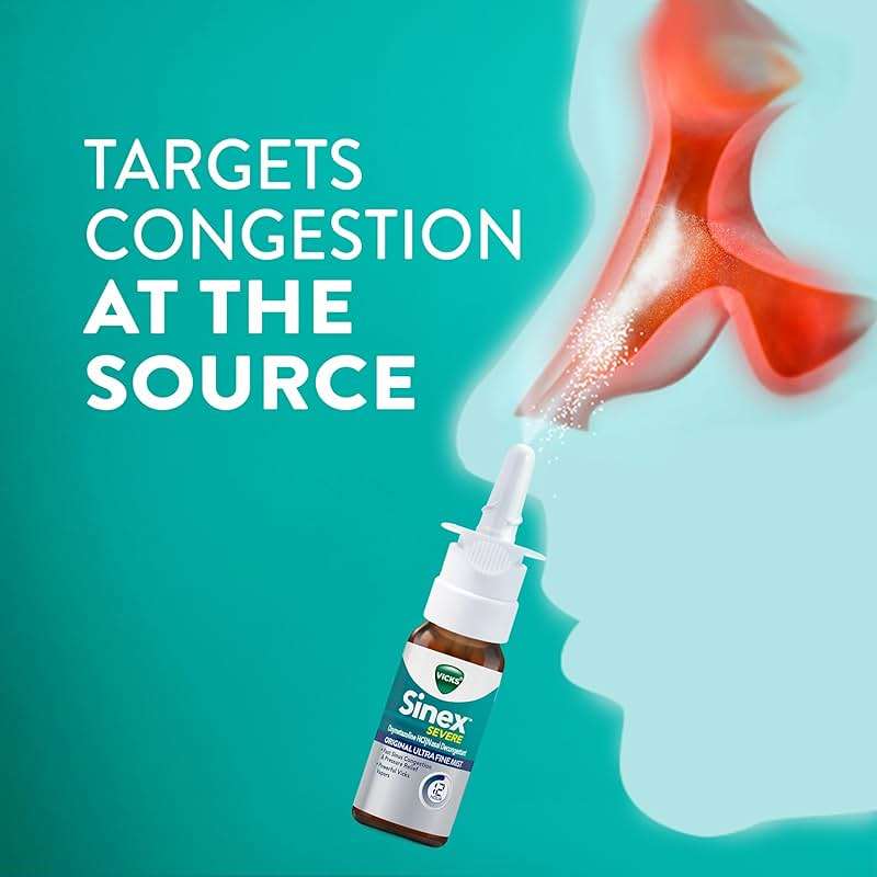 Vicks Sinex Severe Allergy & Sinus Nasal Spray, Original Ultra Fine Mist, Decongestant Relief from Nasal Congestion, Sinus Pressure Relief, 265 Sprays (2 Count) - Image 4
