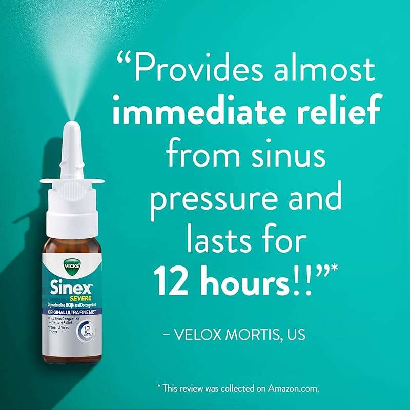 Vicks Sinex Severe Allergy & Sinus Nasal Spray, Original Ultra Fine Mist, Decongestant Relief from Nasal Congestion, Sinus Pressure Relief, 265 Sprays (2 Count) - Image 11