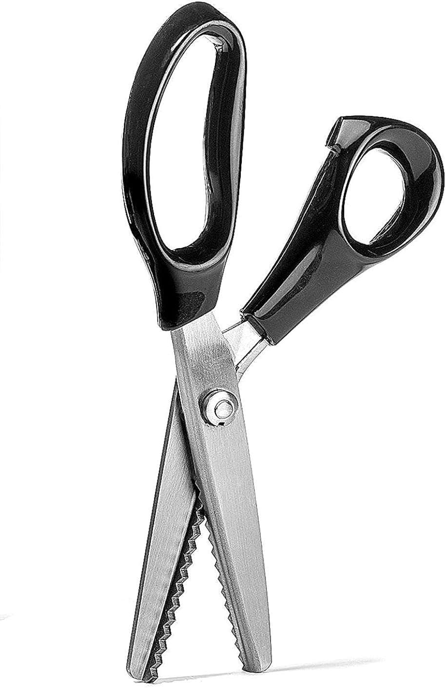 BlueSnail Stainless Steel Pinking Shears Comfort Grip Handled Professional Fabric Crafts Dressmaking Zig Zag Cut Scissors Sewing Scissors(9", Serrated, Black) - Image 1