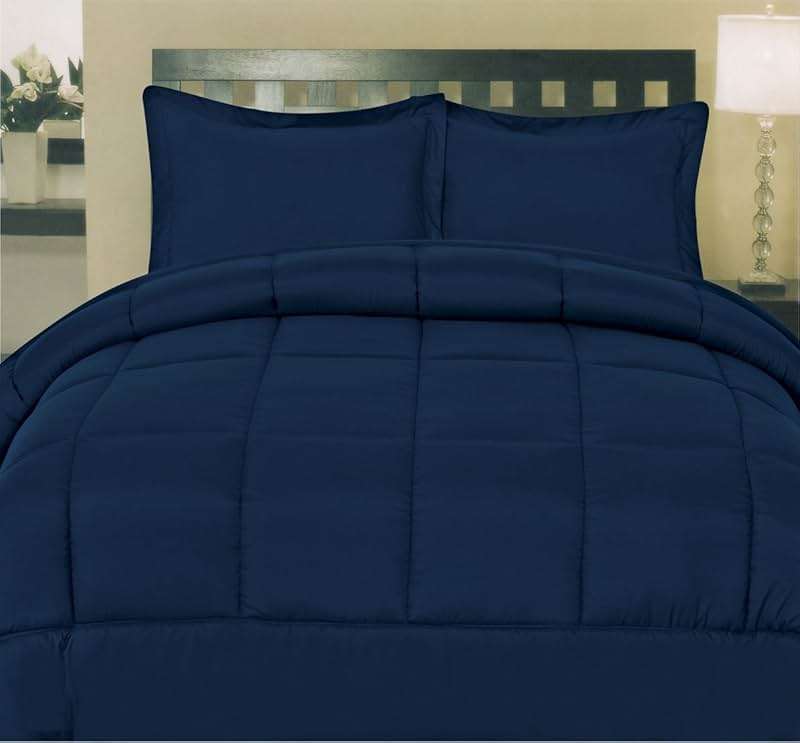 Sweet Home Collection 5 Piece Comforter Set Bag Solid Color All Season Soft Down Alternative Blanket & Luxurious Microfiber Bed Sheets, Navy, Twin - Image 7