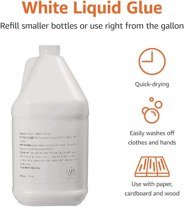 Amazon Basics All Purpose Washable School Craft Liquid Glue for Making Slime, White, Single Pack, 1 Gallon - Image 3