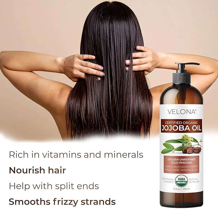 velona Jojoba Oil USDA Certified Organic - 32 fl oz (With Pump) | 100% Pure and Natural | Golden, Unrefined, Cold Pressed, Hexane Free | Moisturizing Face, Hair, Body, Skin Care - Image 5