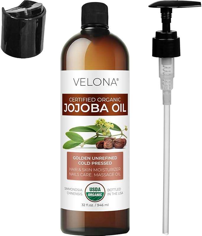 velona Jojoba Oil USDA Certified Organic - 32 fl oz (With Pump) | 100% Pure and Natural | Golden, Unrefined, Cold Pressed, Hexane Free | Moisturizing Face, Hair, Body, Skin Care - Image 7