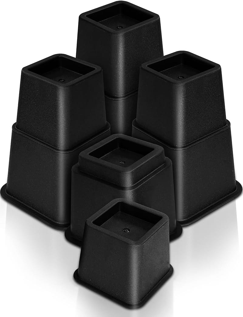 Utopia Bedding Bed Riser, 3 & 5 Inches Adjustable Furniture Risers for 8 Inch Combined Furniture Lift, Under Bed Storage & Dorm Room Essential, Supports Up to 1,300 lbs (4 Set, Black) | Heavy Duty Furniture Riser, Adjustable 3, 5, 8 Inch, Supports Up to 1,300 lbs, for Beds, Couch & Desk, Under Bed Storage, Dor - Product Image
