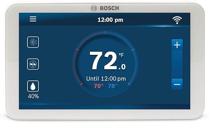 Bosch Large 5-Inch Full-Color Touch Screen Sleek Easy Setup Connected Control Smart Phone Wi-Fi Thermostat for 24V HVAC Systems with Bosch Connected Control App - Product Image