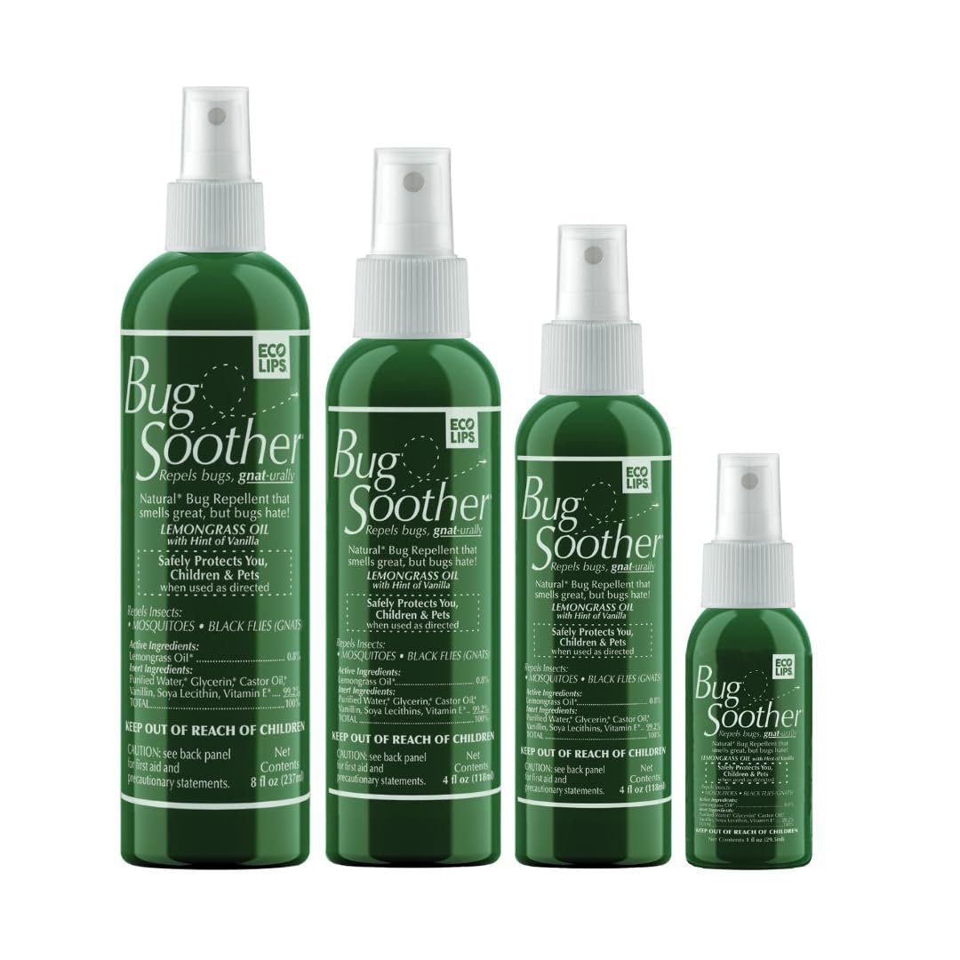 Bug Soother Spray Small Family Pack - Natural Insect, Gnat and Mosquito Repellent & Deterrent with Essential Oils - 100% DEET-Free Safe Bug Spray for Adults, Kids, Pets, & Environment - Made in USA - Product Image