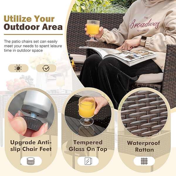 Homall 4 Pieces Outdoor Patio Furniture Sets Rattan Chair Wicker Set,Outdoor Indoor Use Backyard Porch Garden Poolside Balcony Furniture (Brown and Beige) - Image 5