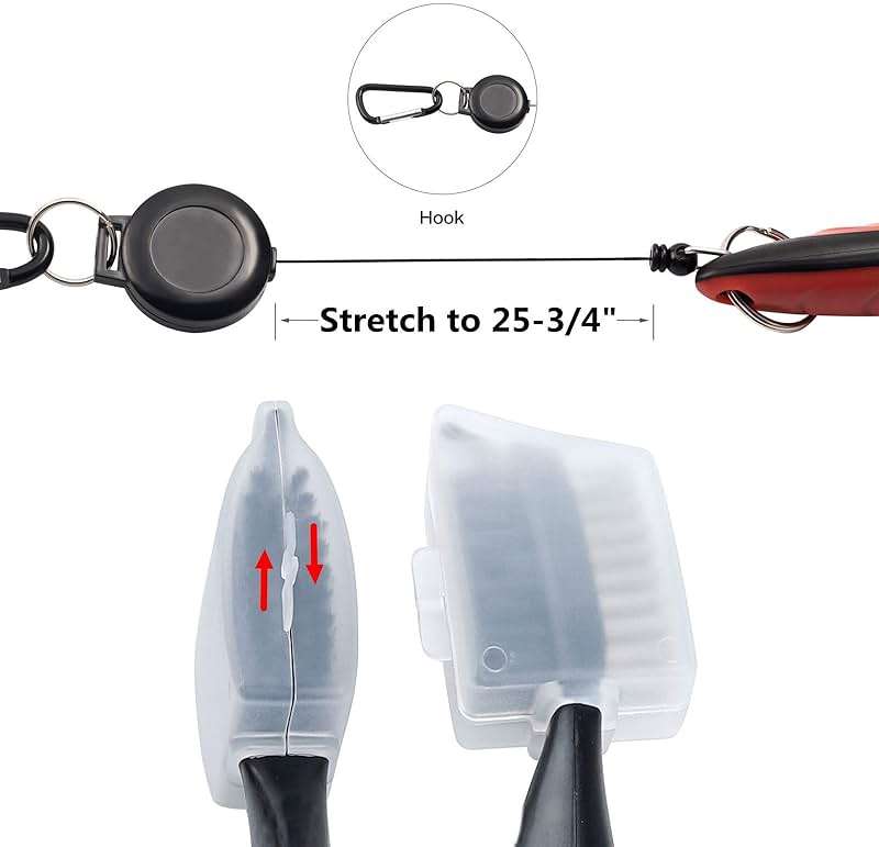 Xintan Tiger Pack of 2 Golf Club Brush Groove Cleaner with Retractable Zip-line and Aluminum Carabiner Cleaning Tools - Image 6