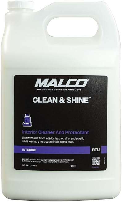 Malco Clean and Shine Interior Car Cleaner and Dressing - Best Interior Car Care to Restore Leather Plastic and Vinyl / 1 Simple Step To Clean, Condition, and Protect/Non-Glare Satin Finish (125901) - Image 1