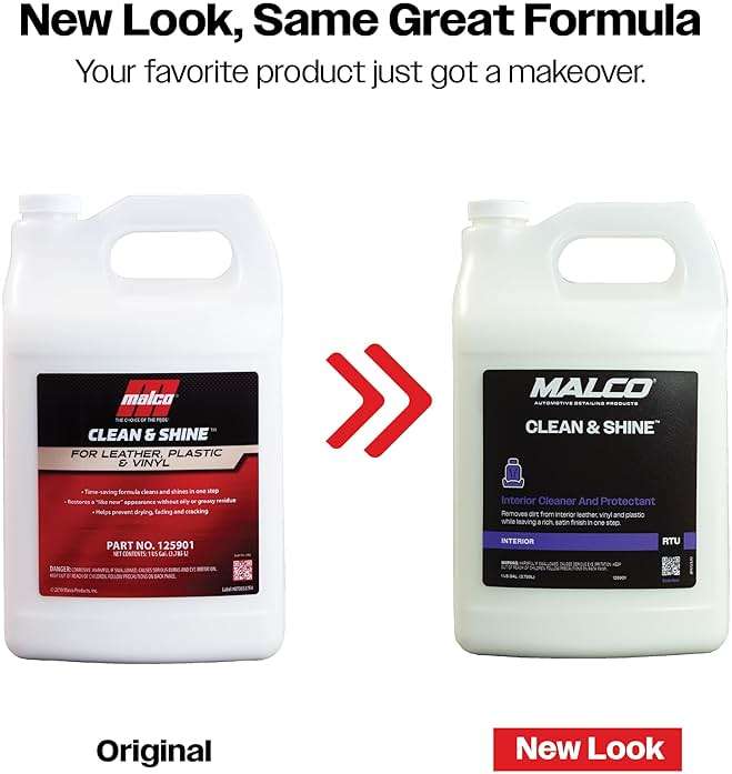 Malco Clean and Shine Interior Car Cleaner and Dressing - Best Interior Car Care to Restore Leather Plastic and Vinyl / 1 Simple Step To Clean, Condition, and Protect/Non-Glare Satin Finish (125901) - Image 2