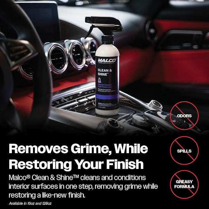 Malco Clean and Shine Interior Car Cleaner and Dressing - Best Interior Car Care to Restore Leather Plastic and Vinyl / 1 Simple Step To Clean, Condition, and Protect/Non-Glare Satin Finish (125901) - Image 6