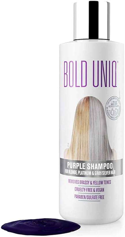 Bold Uniq Purple Shampoo - Remove Yellow Tones & Condition Damaged Hair - For Blonde, Silver or Grey Hair - Paraben & Sulfate Free, Vegan - 8 fl oz - Image 1