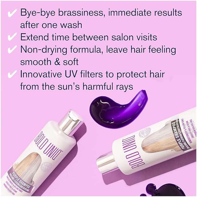 Bold Uniq Purple Shampoo - Remove Yellow Tones & Condition Damaged Hair - For Blonde, Silver or Grey Hair - Paraben & Sulfate Free, Vegan - 8 fl oz - Image 2