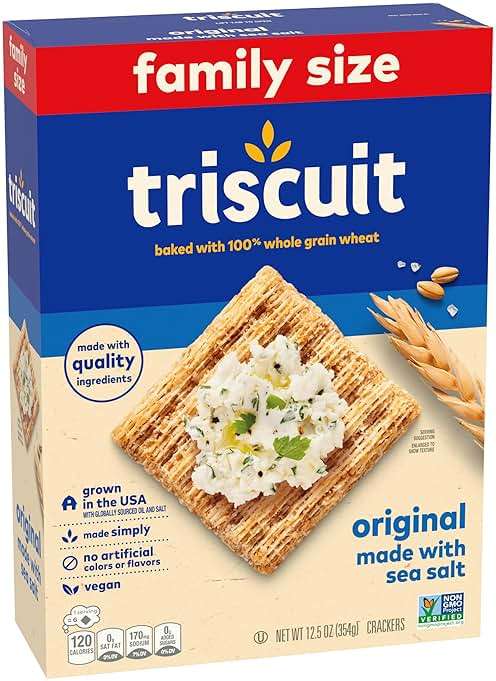 Triscuit Original Whole Grain Wheat Crackers, Vegan Crackers, Healthy Snacks, Lunch Snacks, Family Size, 12.5 oz - Image 14