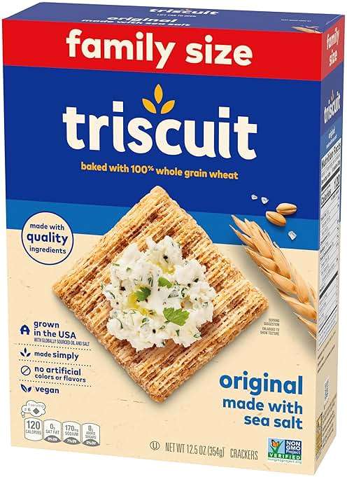 Triscuit Original Whole Grain Wheat Crackers, Vegan Crackers, Healthy Snacks, Lunch Snacks, Family Size, 12.5 oz - Image 15