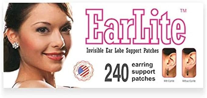 EarLite 240 (60 Ea X 4 Packs) Invisible Earring Ear Support Waterproof Patches in ZipLock Pouch - Made in USA - Product Image