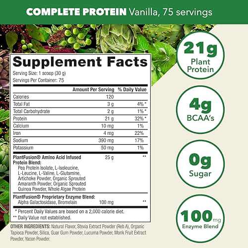PlantFusion Complete Vegan Protein Powder - Plant Based Protein Powder with BCAAs, Digestive Enzymes and Pea Protein - Keto, Gluten Free, Soy Free, Non-Dairy, No Sugar, Non-GMO - Vanilla Bean 5lb Bulk - Image 2