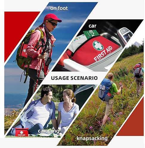 General Medi Mini First Aid Kit, 110 Piece Small First Aid Kit - Includes Emergency Foil Blanket, Scissors for Travel, Home, Office, Vehicle, Camping, Workplace & Outdoor (Red) - Image 6