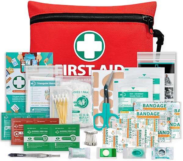 General Medi Mini First Aid Kit, 110 Piece Small First Aid Kit - Includes Emergency Foil Blanket, Scissors for Travel, Home, Office, Vehicle, Camping, Workplace & Outdoor (Red) - Image 8