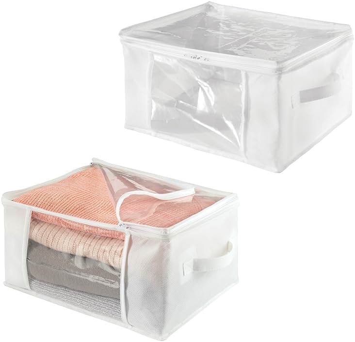iDesign Fabric Storage Bags with Zipper, Medium, Set of 2, 16" x 12" x 8" - Product Image