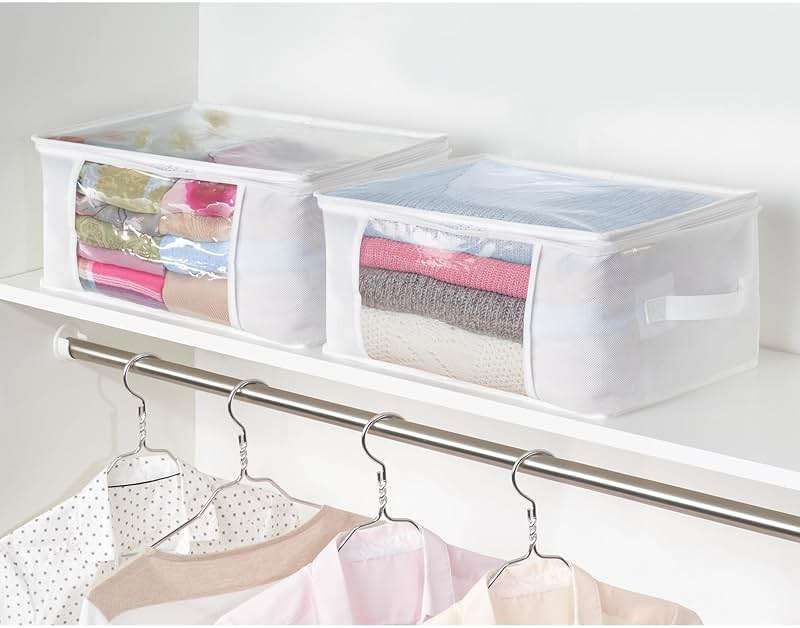 iDesign Fabric Storage Bags with Zipper, Medium, Set of 2, 16" x 12" x 8" - Image 9