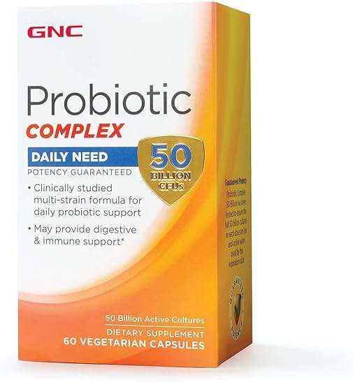 GNC Probiotic Complex Daily Need Supplement, Provides Digestive and Immune Support, 50 Billion CFUs, 60 Vegetarian Capsules, 60 Servings - Product Image