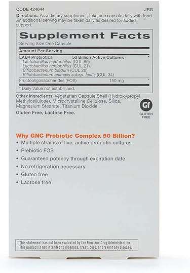 GNC Probiotic Complex Daily Need Supplement, Provides Digestive and Immune Support, 50 Billion CFUs, 60 Vegetarian Capsules, 60 Servings - Image 2