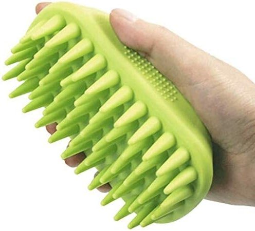 Pet Silicone Shampoo Brush for Long & Short Hair Medium Large Pets Dogs Cats,Shower Wash Curry Brush,Dog hair Products Accessories Dog Back Massage for Long & Short Hair Small Large Pets Dogs(Green) - Product Image