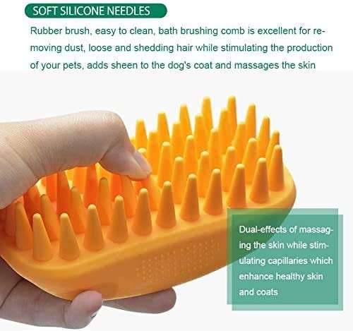 Pet Silicone Shampoo Brush for Long & Short Hair Medium Large Pets Dogs Cats,Shower Wash Curry Brush,Dog hair Products Accessories Dog Back Massage for Long & Short Hair Small Large Pets Dogs(Green) - Image 4