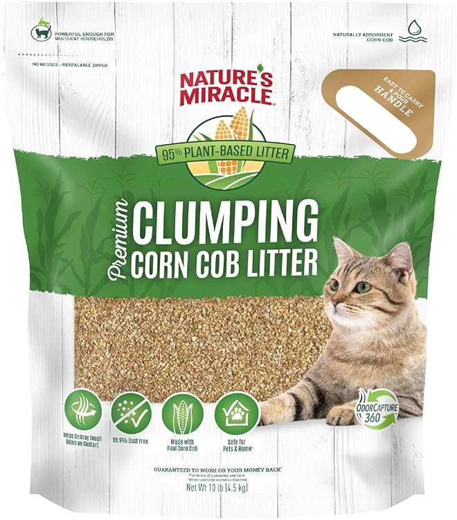 Nature’s Miracle Premium Clumping Corn Cob Litter, 10 Pounds, Made With Real Corn Cob For Fast-Clumping Litter For Multi-Cat Households - Product Image