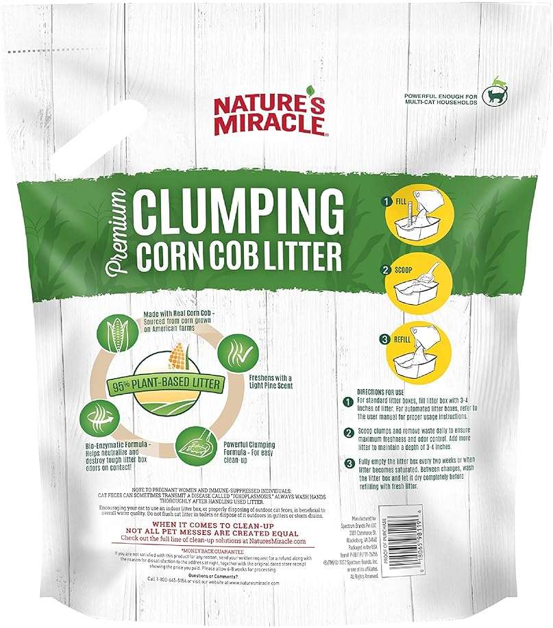 Nature’s Miracle Premium Clumping Corn Cob Litter, 10 Pounds, Made With Real Corn Cob For Fast-Clumping Litter For Multi-Cat Households - Image 2