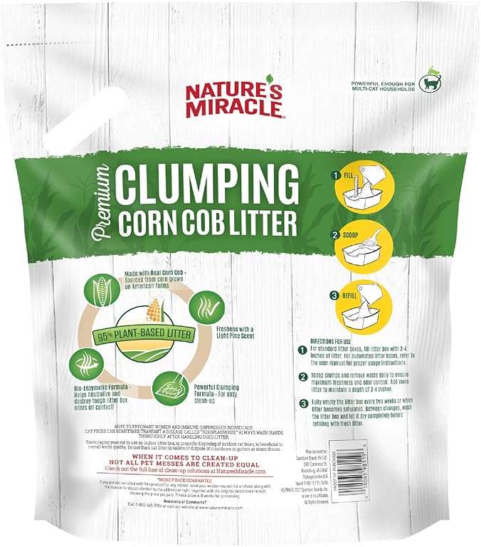 Nature’s Miracle Premium Clumping Corn Cob Litter, 10 Pounds, Made With Real Corn Cob For Fast-Clumping Litter For Multi-Cat Households - Image 3