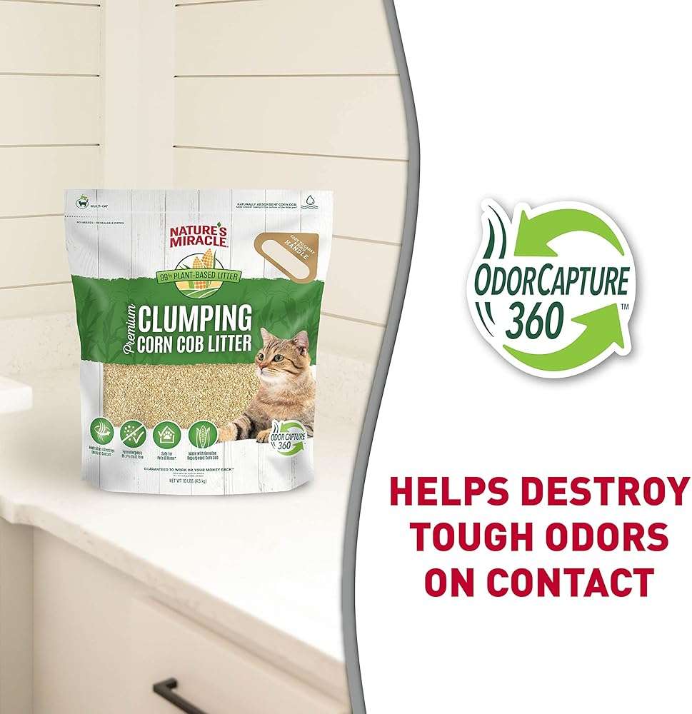 Nature’s Miracle Premium Clumping Corn Cob Litter, 10 Pounds, Made With Real Corn Cob For Fast-Clumping Litter For Multi-Cat Households - Image 7