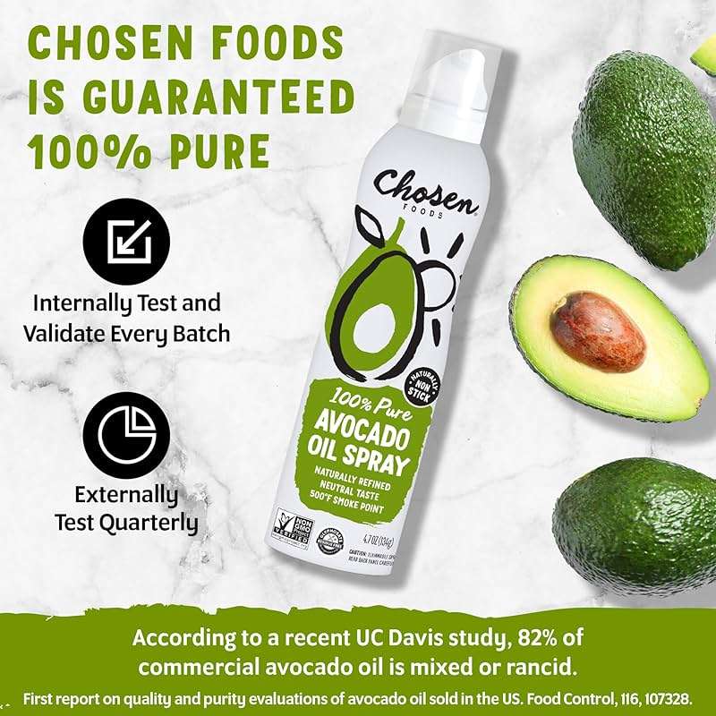Chosen Foods 100% Pure Avocado Oil Spray 4.7 oz. (6 Pack), Non-GMO, 500° F Smoke Point, Propellant-Free, Air Pressure Only for High-Heat Cooking, Baking and Frying - Image 5