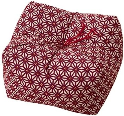 EMOOR Japanese Buckwheat Hulls Seiza Cushion Large 10x10x7in Made in Japan (Hemp Leaves Red), Natural Buckwheat Husks Sobagara Floor Sitting Pillow Tatami Cool Nap Side Sleepers - Product Image
