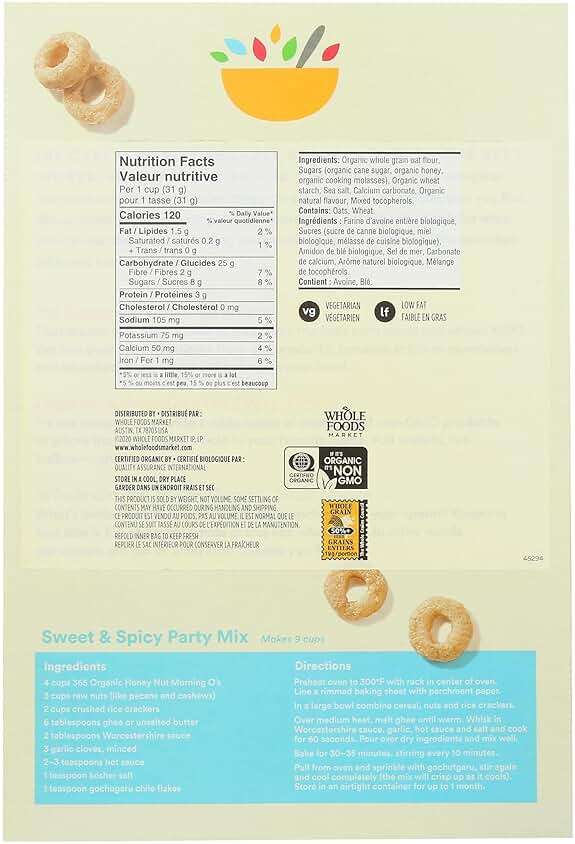 365 by Whole Foods Market, Organic Honey And Nut Morning O's Cereal, 12.2 Ounce - Image 2