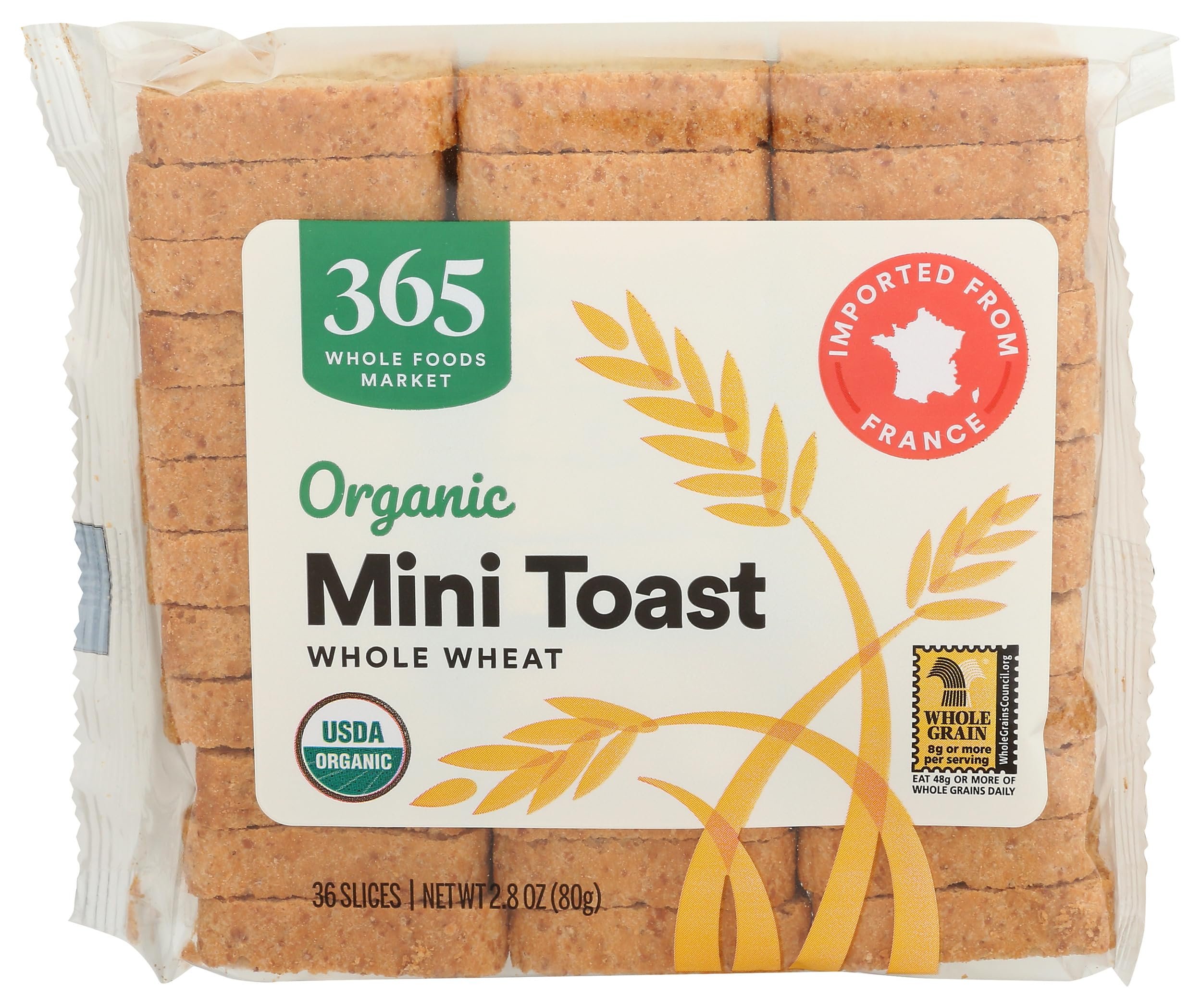 365 by Whole Foods Market, Organic Whole Wheat Mini Toast, Vegan, 2.8 Ounce - Product Image