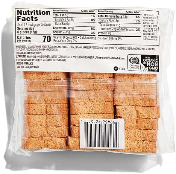 365 by Whole Foods Market, Organic Whole Wheat Mini Toast, Vegan, 2.8 Ounce - Image 2