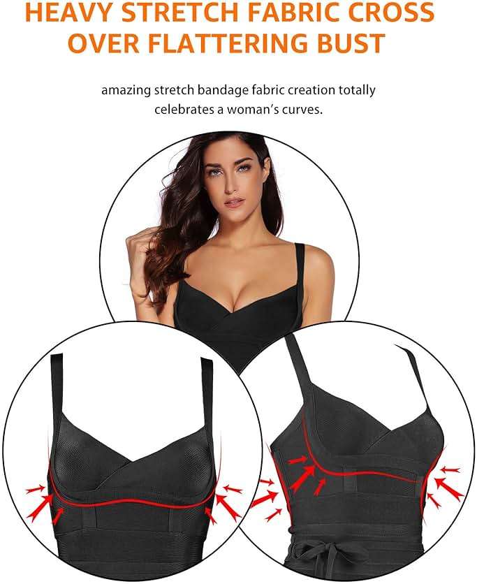 meilun Womens Rayon Belt Detail Bandage Bodycon Party Dress - Image 5