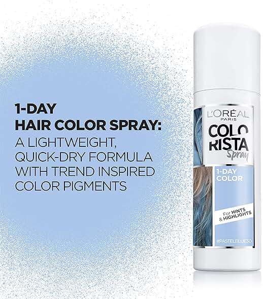 L'Oreal Paris Colorista 1-Day Washable Temporary Hair Color Spray, Pastel Blue, 2 Ounces - Image 2