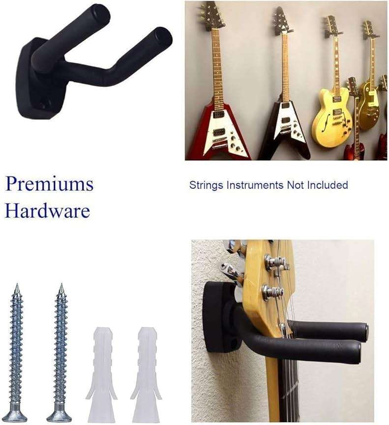 EastyGold Guitar Wall Hanger Stands Ukulele Wall Mount 2 Pack Violin Hook Keep Holder Display Rack Bracket for Most Guitar Bass Accessories - Image 5