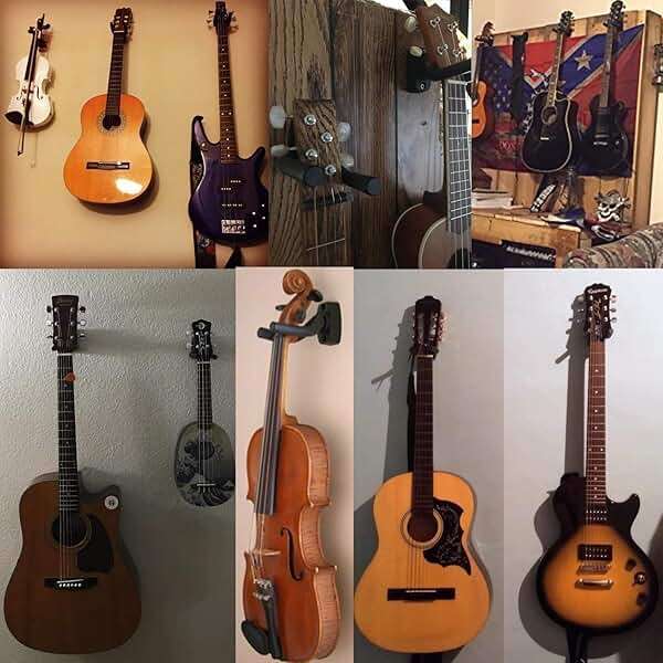 EastyGold Guitar Wall Hanger Stands Ukulele Wall Mount 2 Pack Violin Hook Keep Holder Display Rack Bracket for Most Guitar Bass Accessories - Image 6