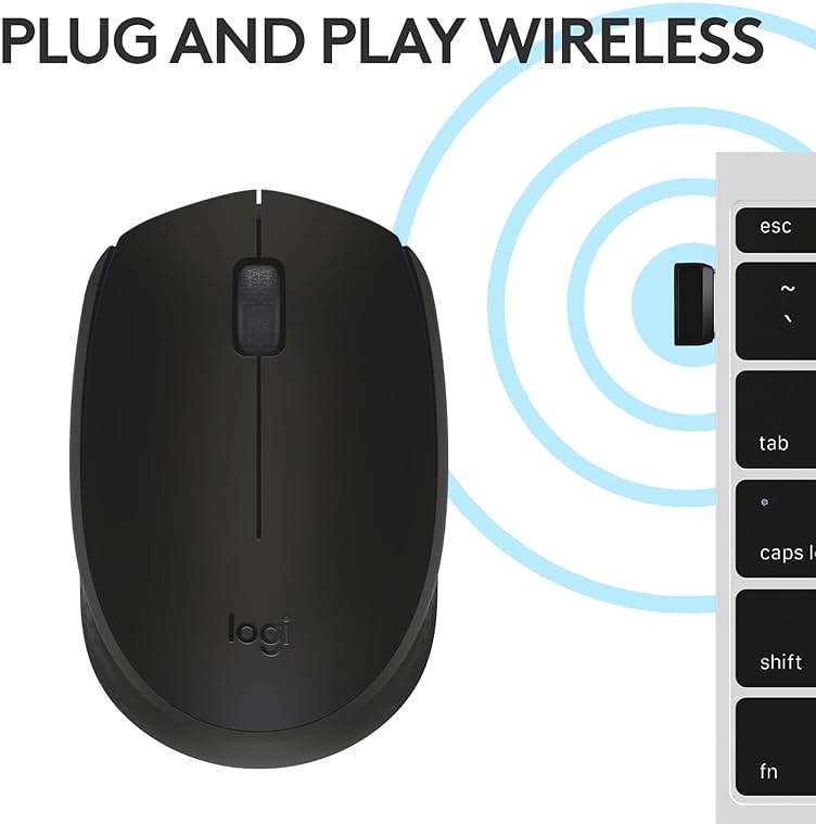 Logitech M170 Wireless Mouse for PC, Mac, Laptop, 2.4 GHz with USB Mini Receiver, Optical Tracking, 12-Months Battery Life, Ambidextrous - Black - Image 6